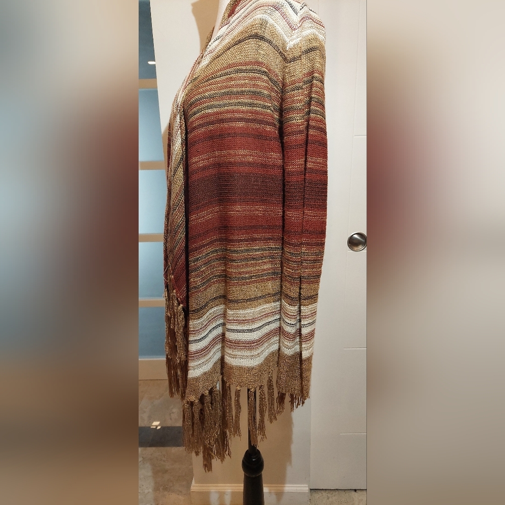 Multicolor Knit Sweater with Fringe - Picture 3 of 7